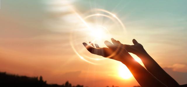 Woman hands praying for blessing